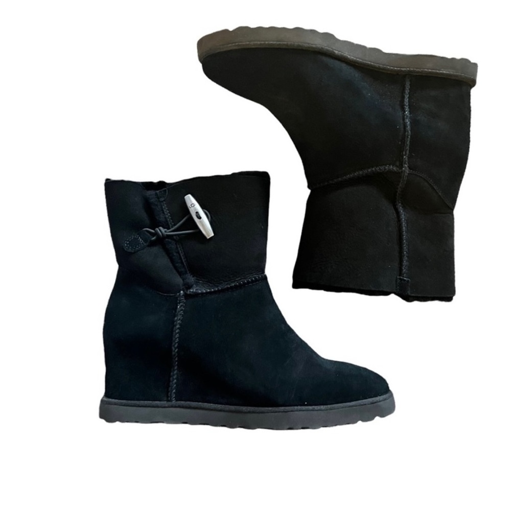 UGG Australia Classic Femme Toggle Wedge Boot Black 9